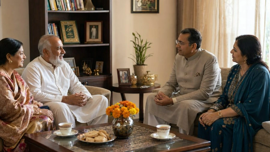 A Muslim family registering together for Humraah's Islamic matrimonial platform