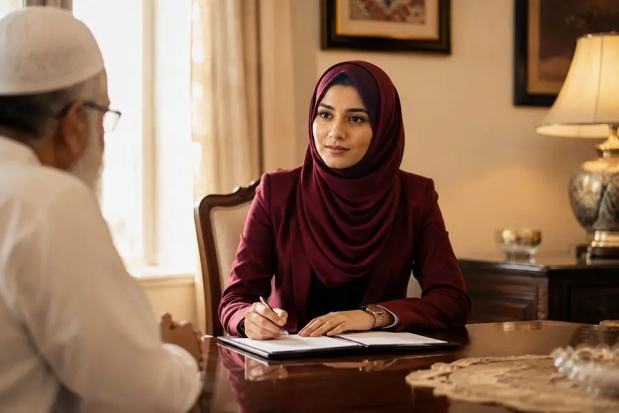 Conservative Muslim professional — Pehla Rishta self plus Wali path